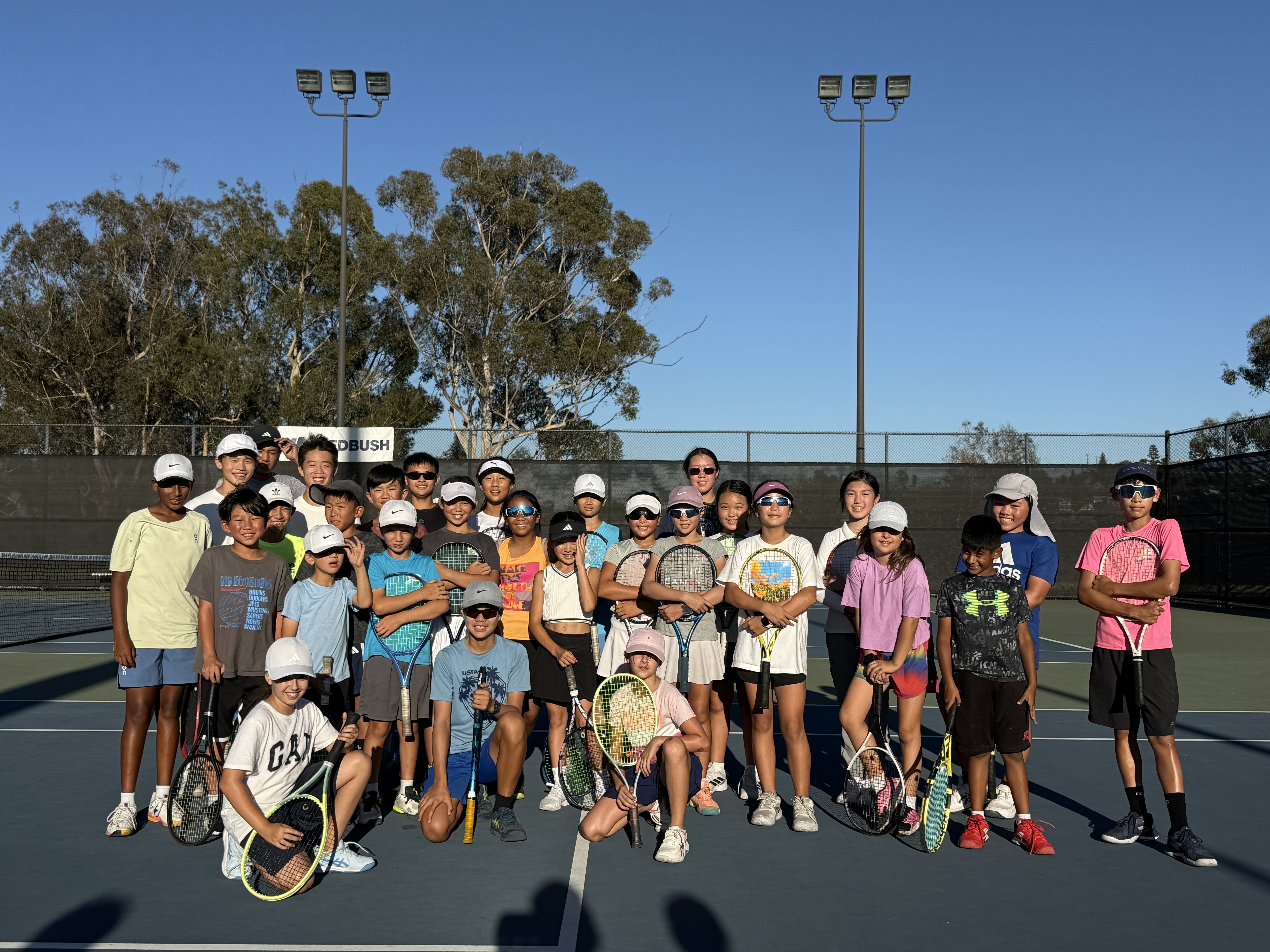 Group of junior players with coach